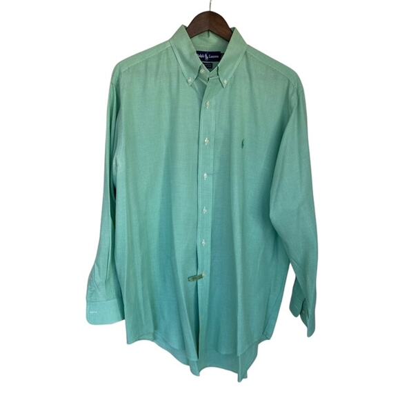 Ralph Lauren Yarmouth Green Gingham Button Down Shirt - Size 16 32/33 - Picture 1 of 5